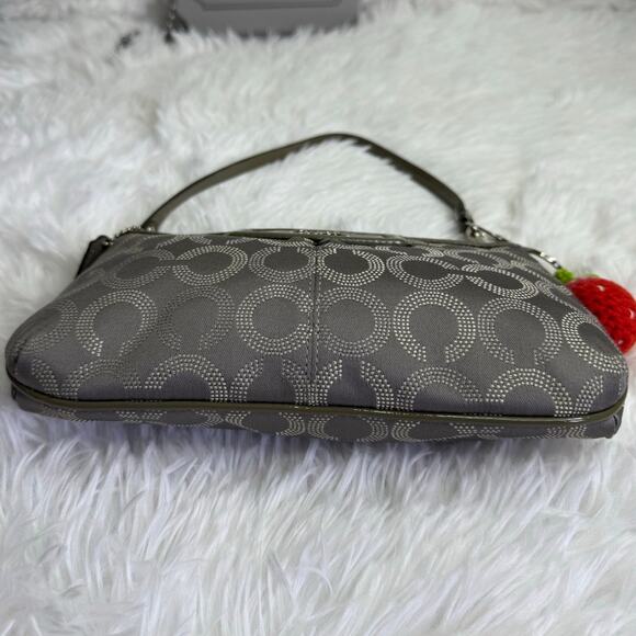 COACH y2k Patent Leather Canvas Gray Signature Canvas Wristlet Mini Purse - Picture 6 of 11